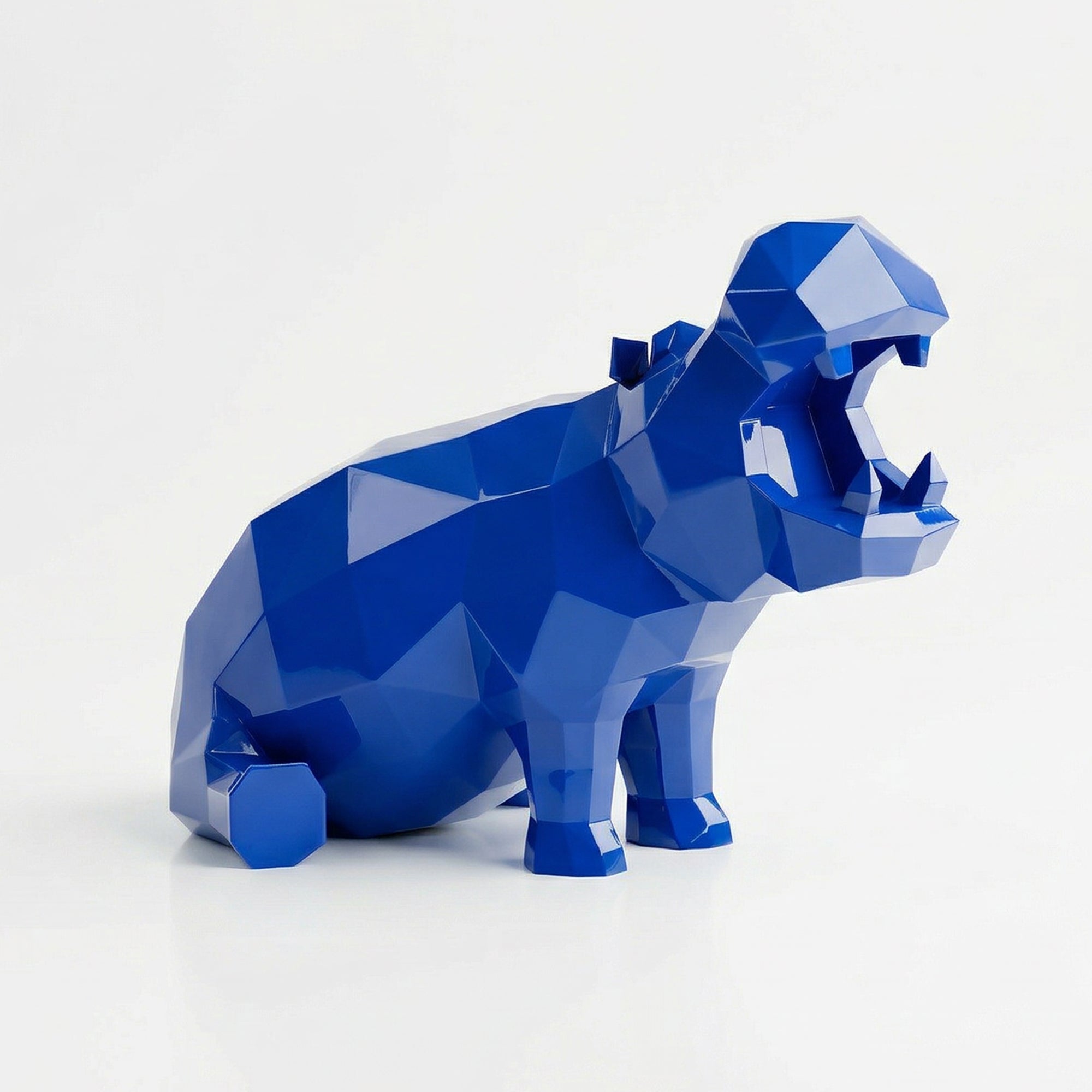 Petite Sculpture d’Hippo Géométrique en Résine - Sculpture Origami