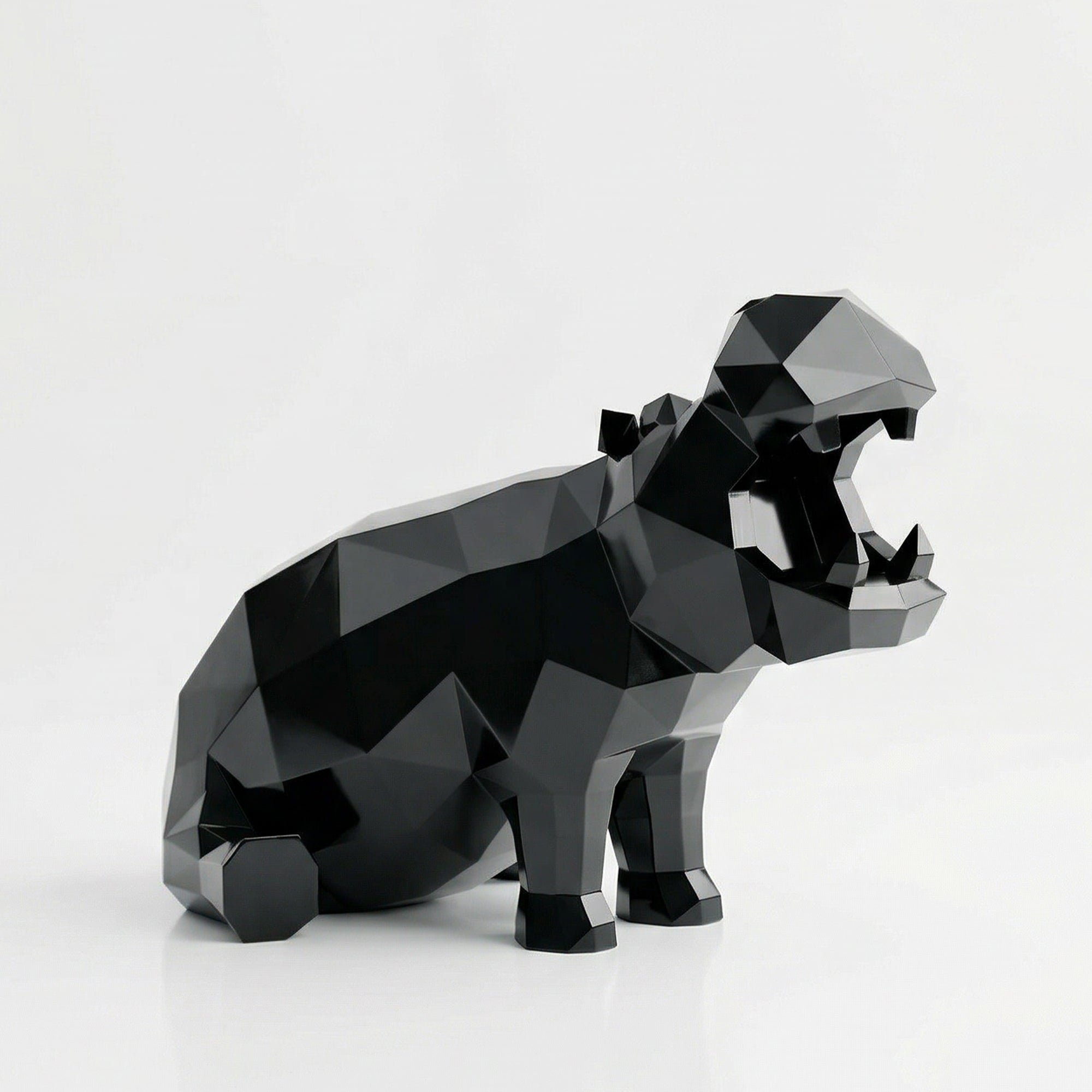 Petite Sculpture d’Hippo Géométrique en Résine - Sculpture Origami
