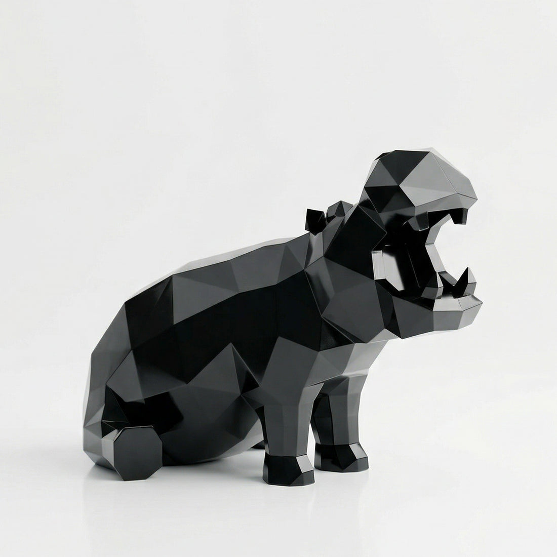 Petite Sculpture d’Hippo Géométrique en Résine - Sculpture Origami