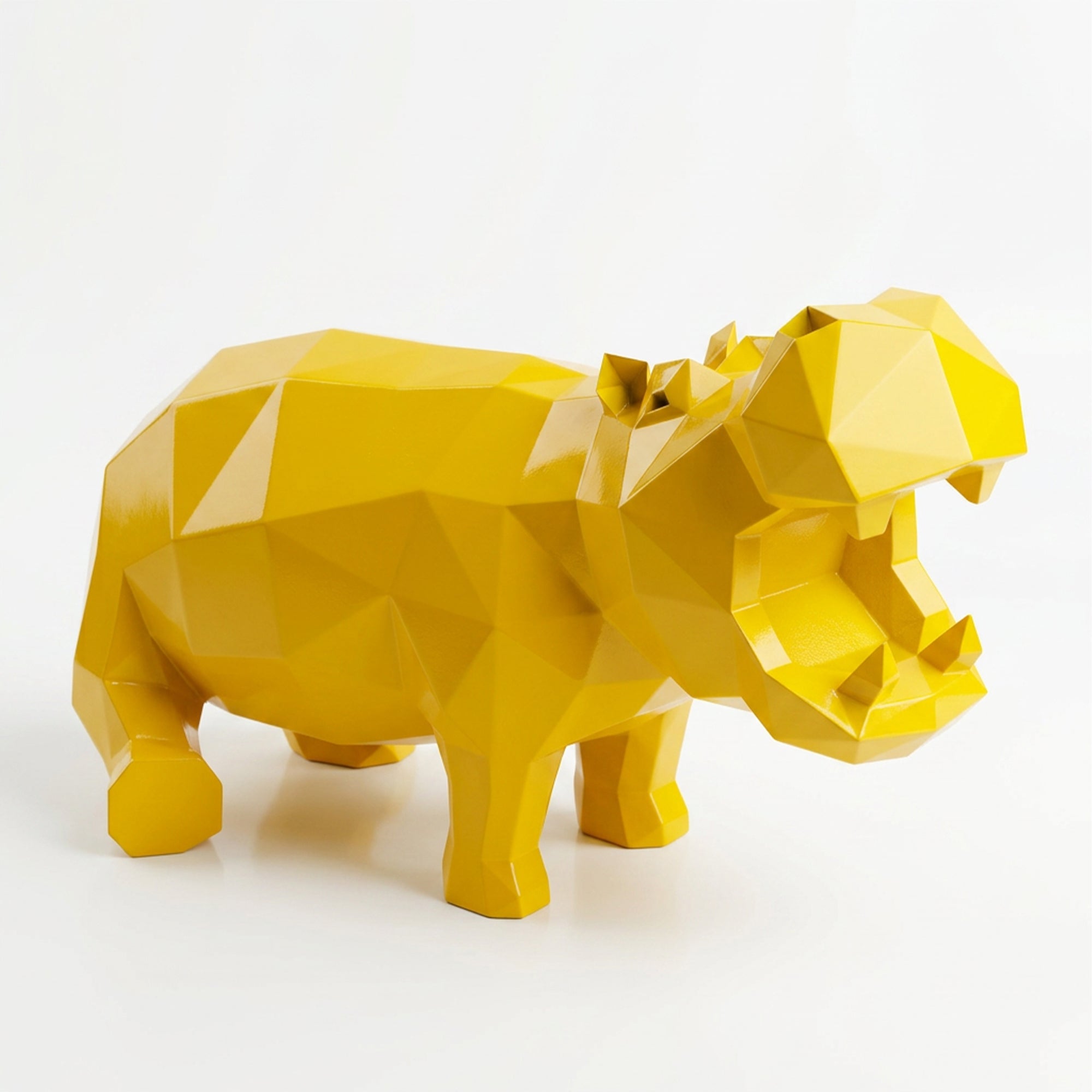 Petite Sculpture d’Hippo Géométrique en Résine - Sculpture Origami