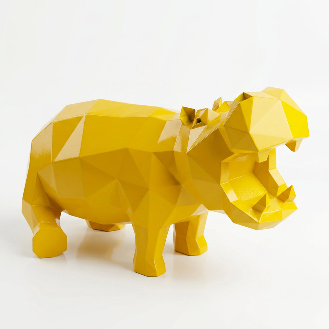 Petite Sculpture d’Hippo Géométrique en Résine - Sculpture Origami