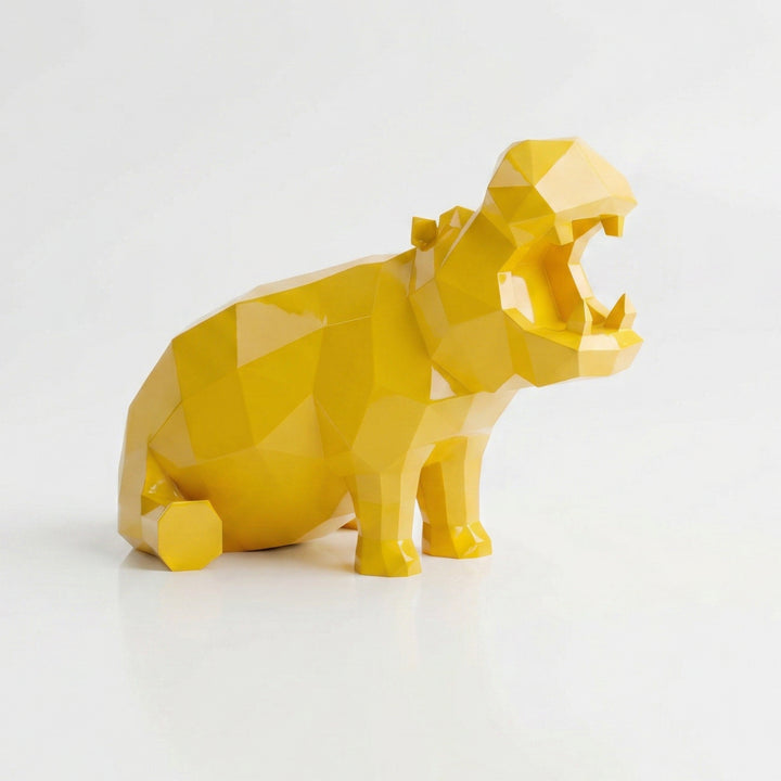 Petite Sculpture d’Hippo Géométrique en Résine - Sculpture Origami