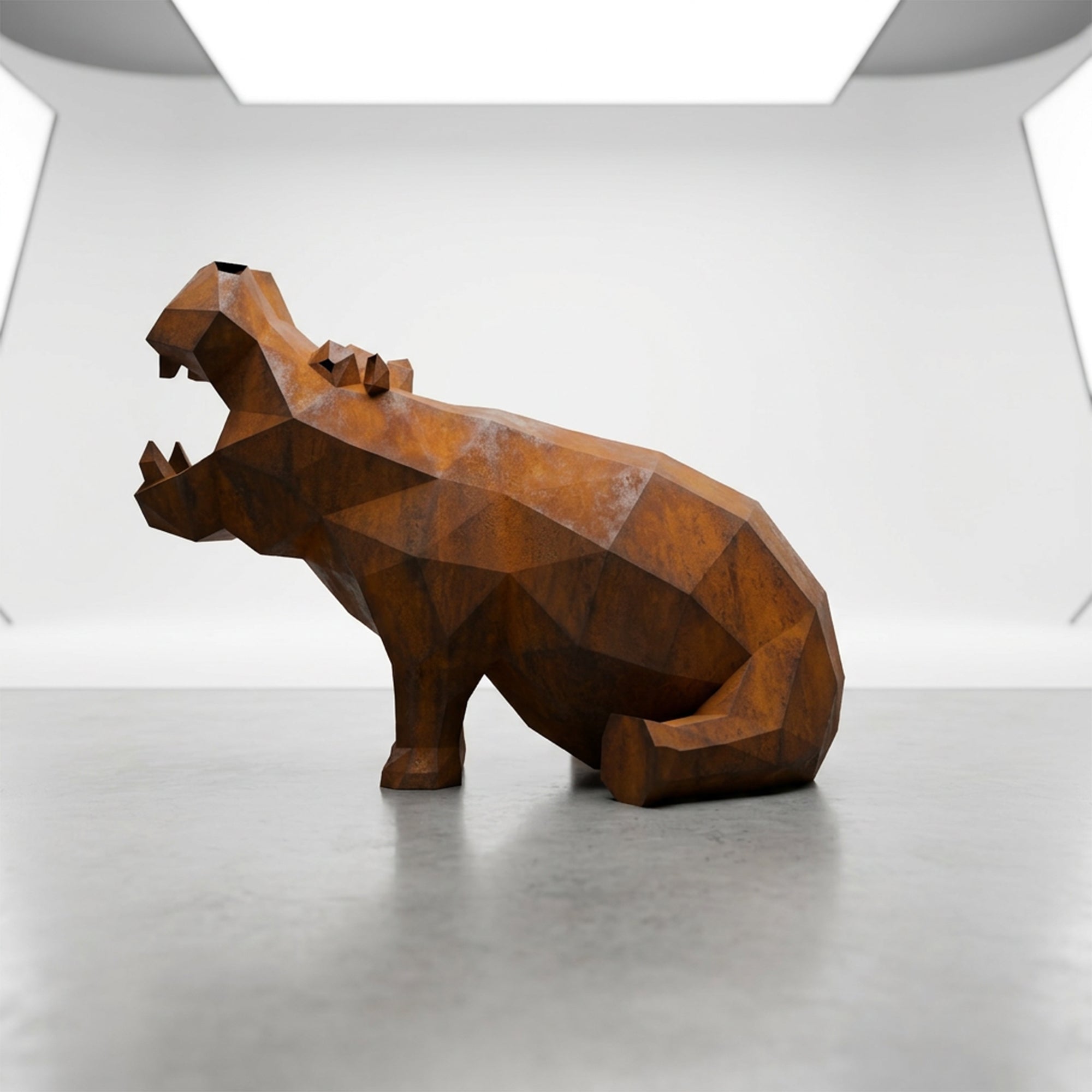 Grande Sculpture d’Hippo Géométrique - Sculpture Origami