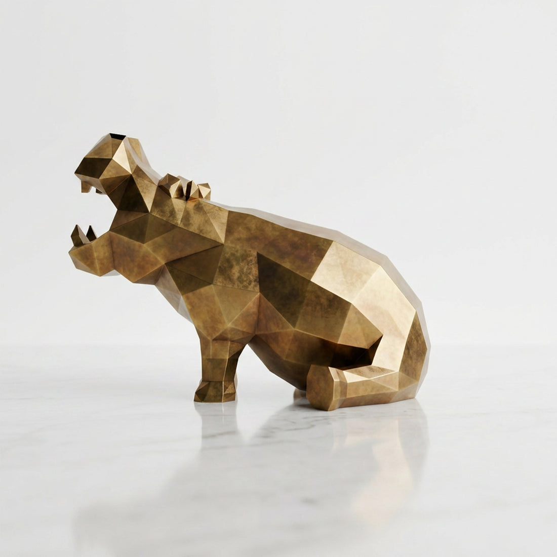 Grande Sculpture d’Hippo Géométrique - Sculpture Origami
