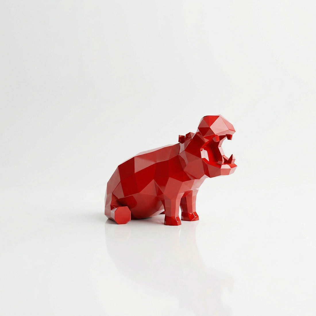 Petite Sculpture d’Hippo Géométrique en Résine - Sculpture Origami