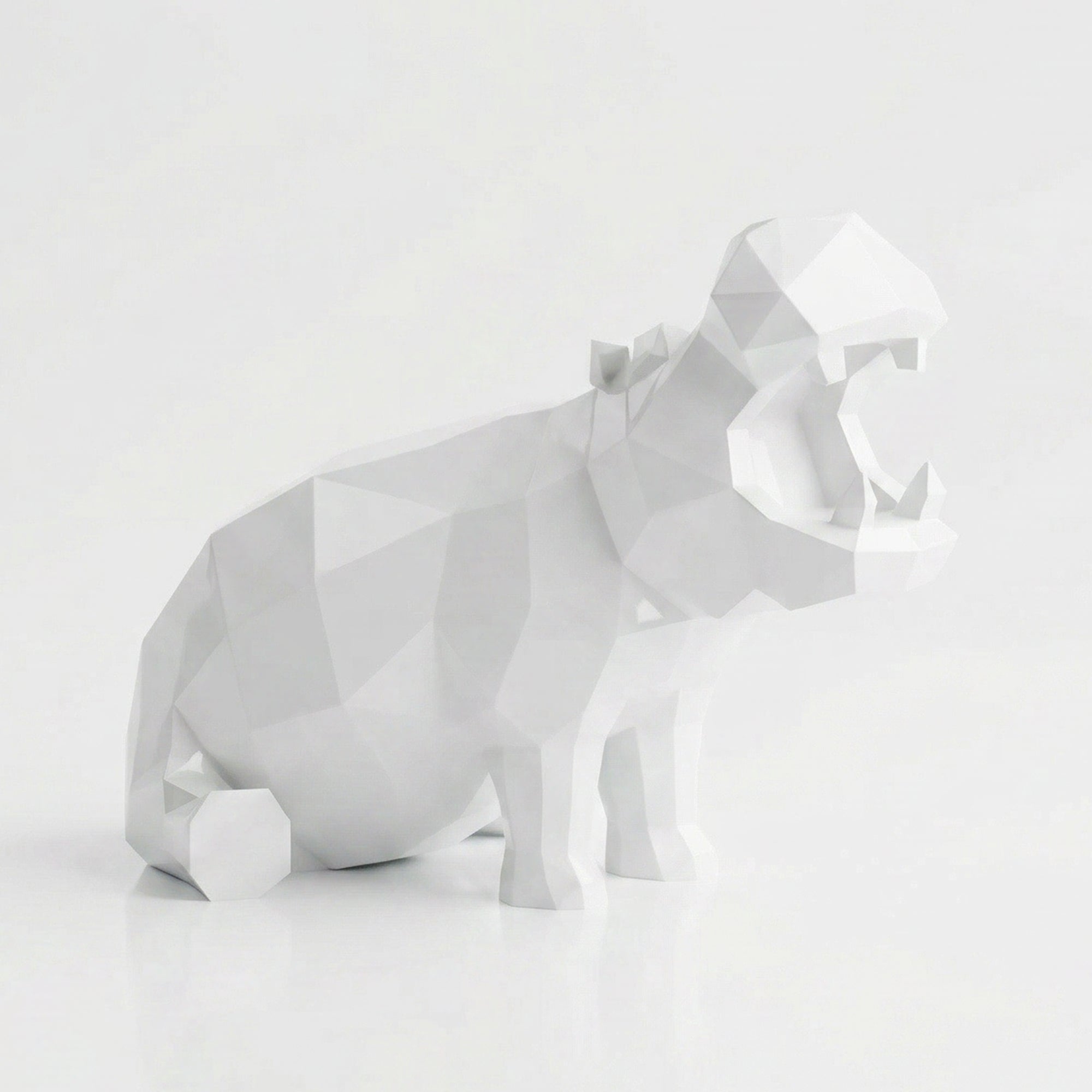 Petite Sculpture d’Hippo Géométrique en Résine - Sculpture Origami