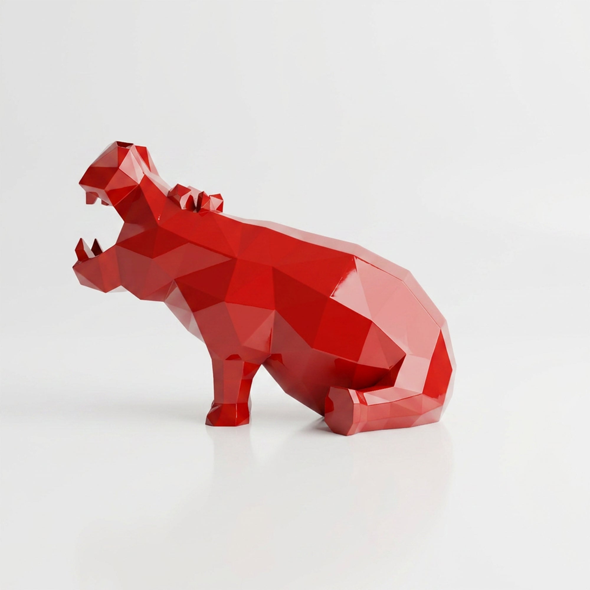 Petite Sculpture d’Hippo Géométrique en Résine - Sculpture Origami