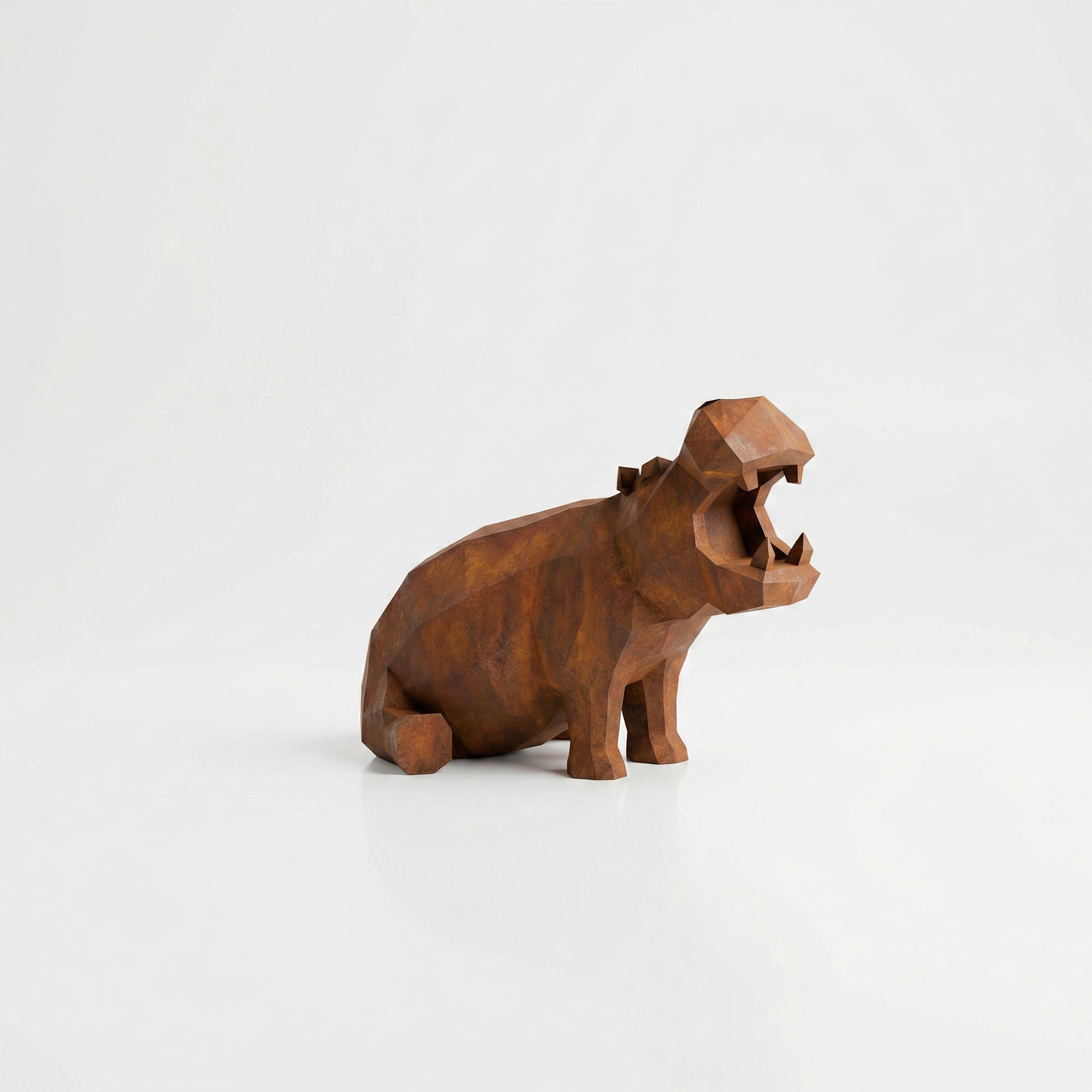 Grande Sculpture d’Hippo Géométrique - Sculpture Origami
