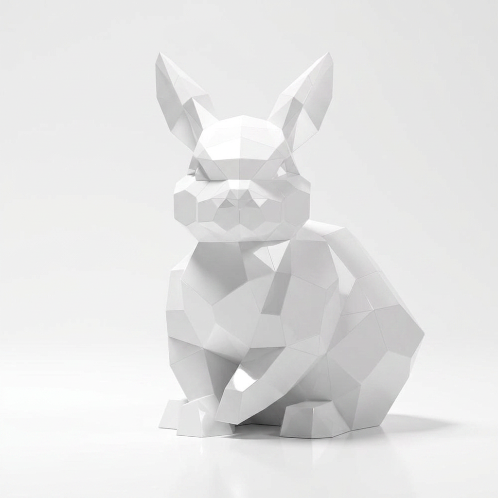 Sculpture Lapin Géométrique Facettée - Sculpture Origami