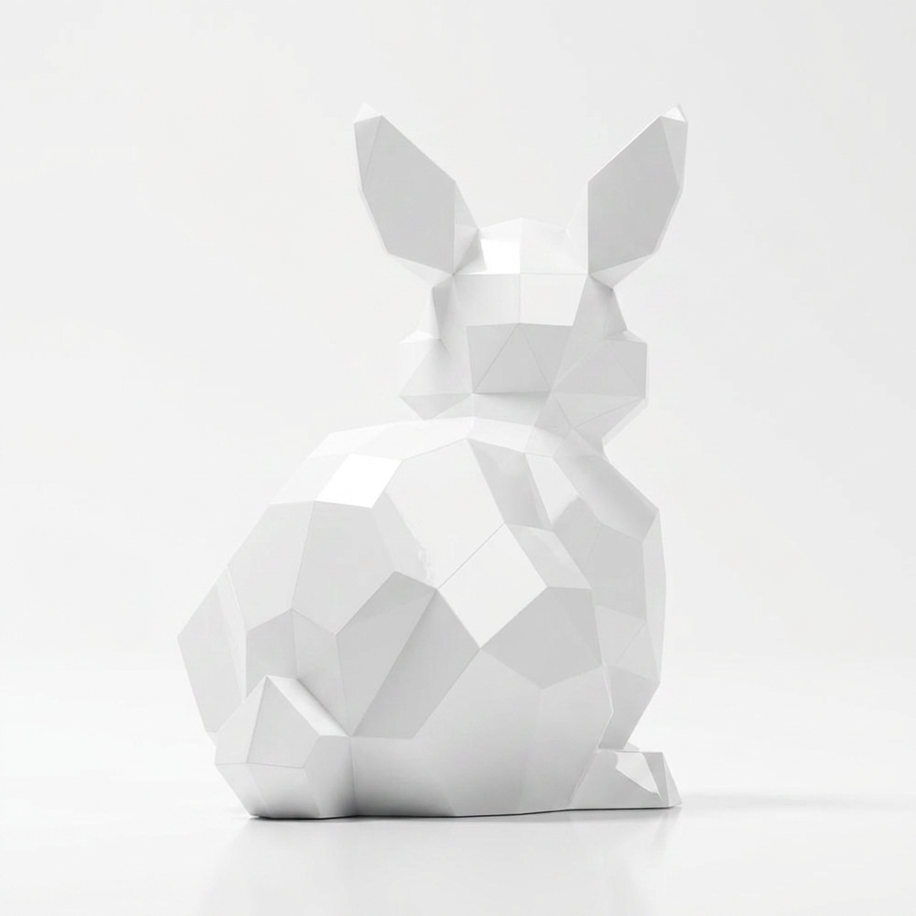 Sculpture Lapin Géométrique Facettée - Sculpture Origami
