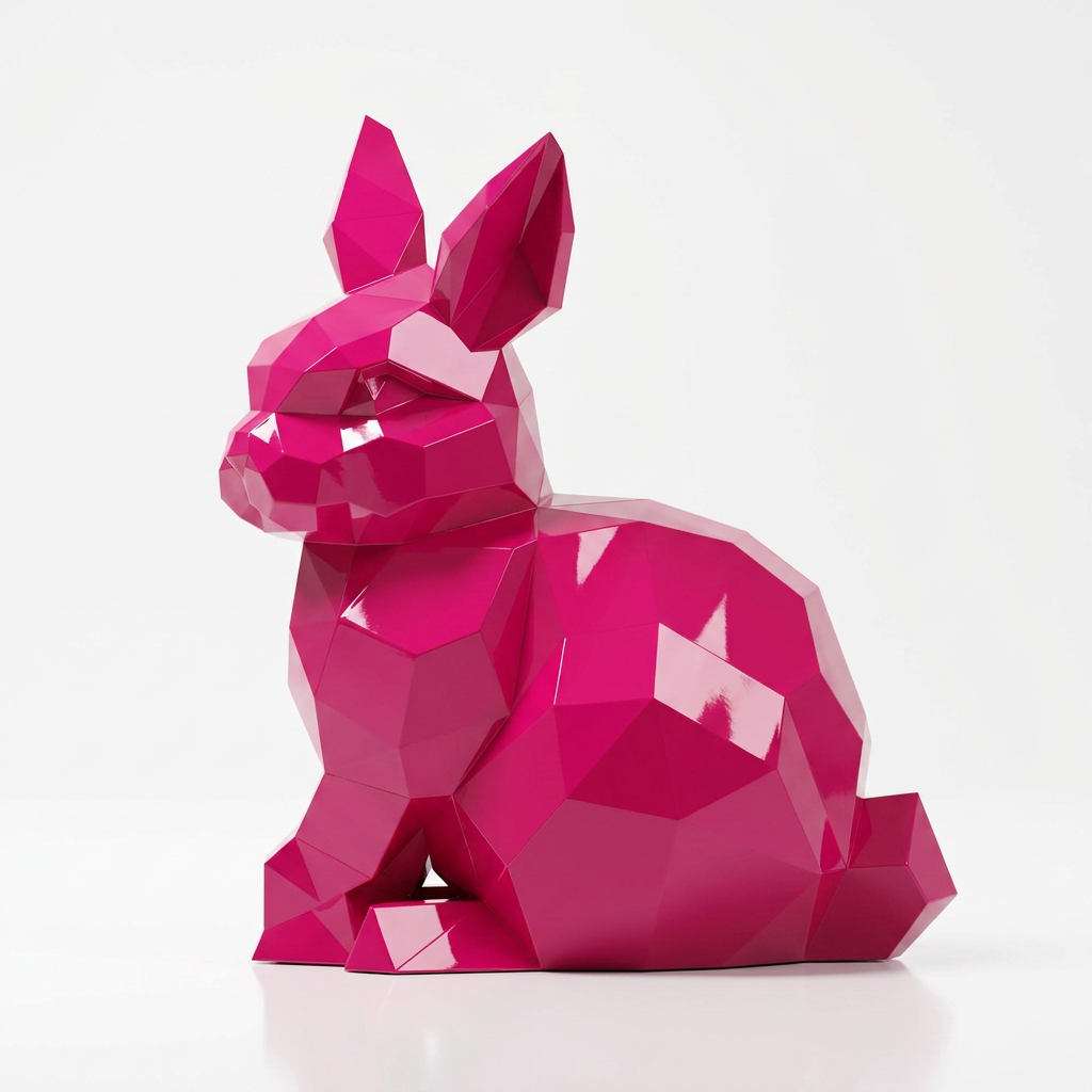 Sculpture Lapin Géométrique Facettée - Sculpture Origami