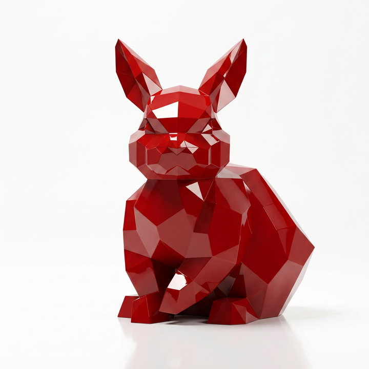 Sculpture Lapin Géométrique Facettée - Sculpture Origami
