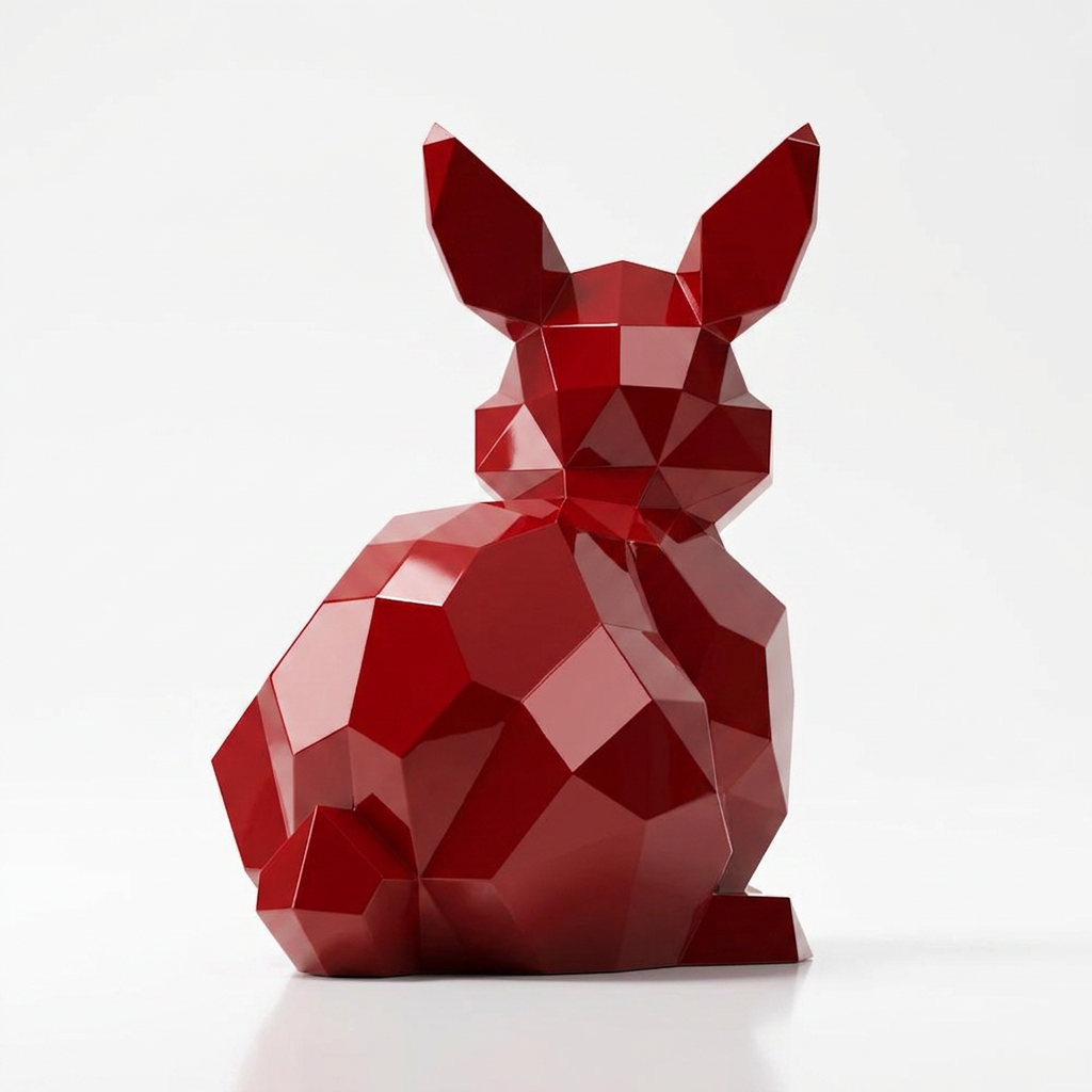 Sculpture Lapin Géométrique Facettée - Sculpture Origami
