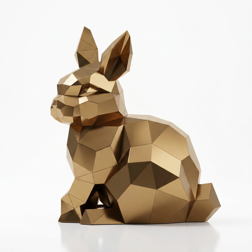 Sculpture Lapin Géométrique Facettée - Sculpture Origami