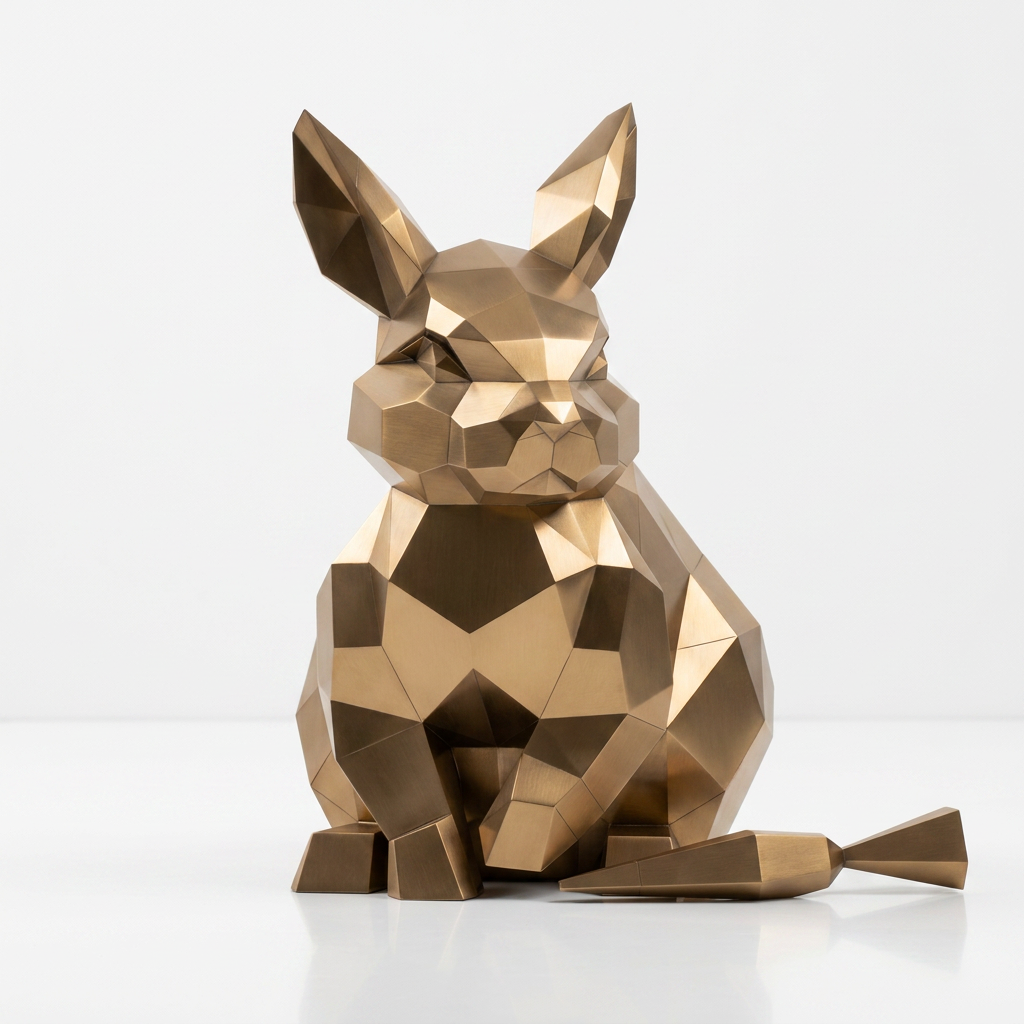 Sculpture Lapin Géométrique Facettée - Sculpture Origami