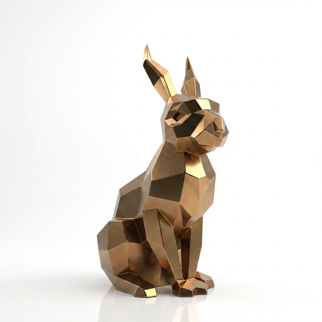 Sculpture Lapin Moderne Facettée - Sculpture Origami