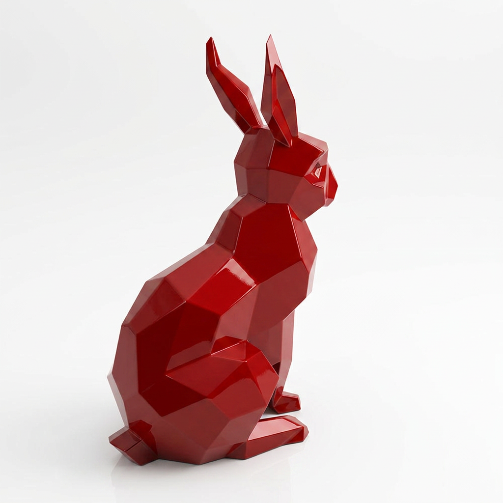 Sculpture Lapin Moderne Facettée - Sculpture Origami