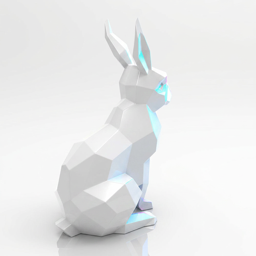 Sculpture Lapin Moderne Facettée - Sculpture Origami