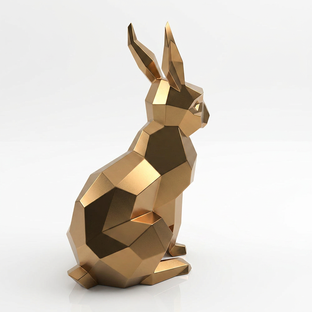 Sculpture Lapin Moderne Facettée - Sculpture Origami