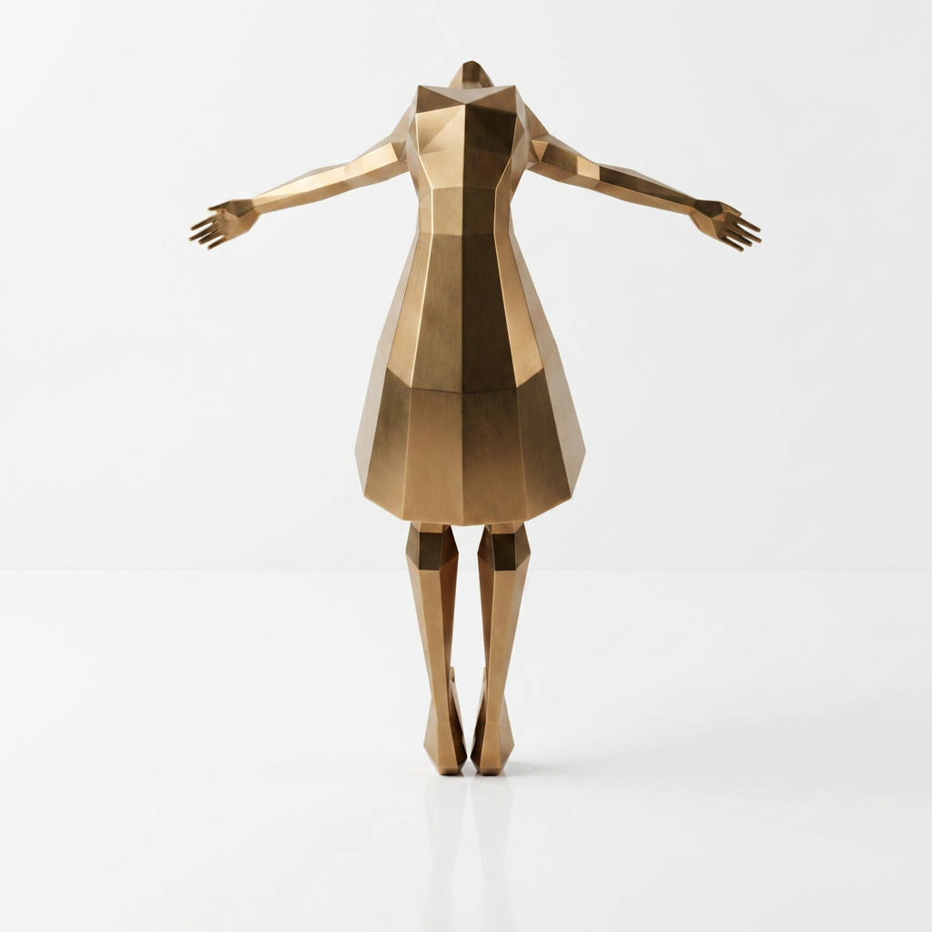 Grande Sculpture Libération - Femme Dansante Style Origami - Sculpture Origami