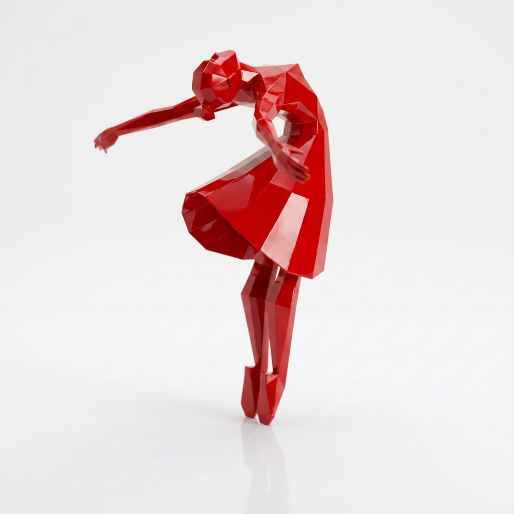 Petite Sculpture Libération - Femme Dansante Style Origami en Résine - Sculpture Origami