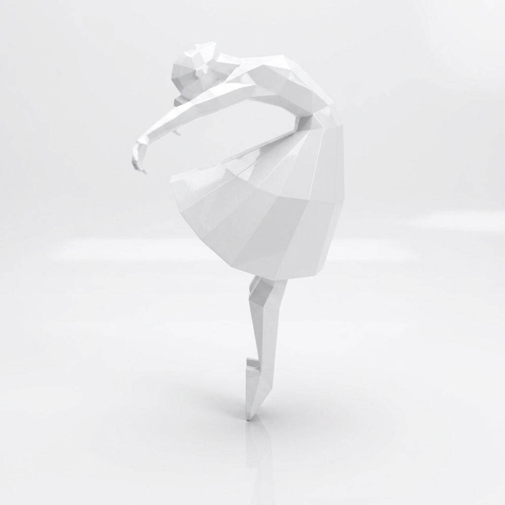 Petite Sculpture Libération - Femme Dansante Style Origami en Résine - Sculpture Origami