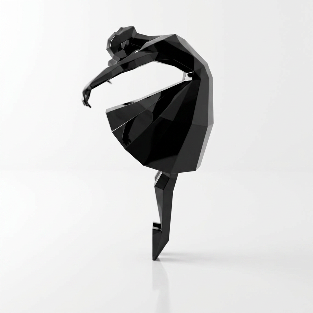 Petite Sculpture Libération - Femme Dansante Style Origami en Résine - Sculpture Origami