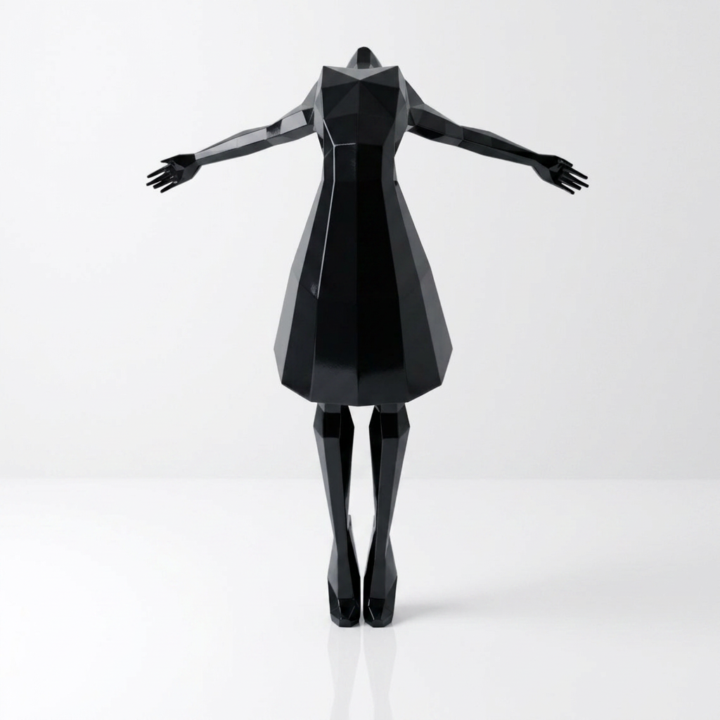 Petite Sculpture Libération - Femme Dansante Style Origami en Résine - Sculpture Origami
