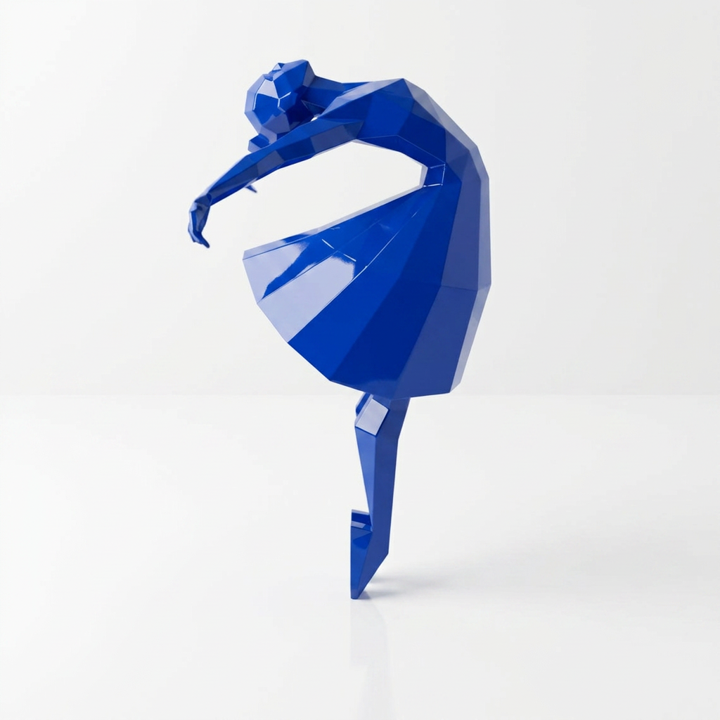 Petite Sculpture Libération - Femme Dansante Style Origami en Résine - Sculpture Origami
