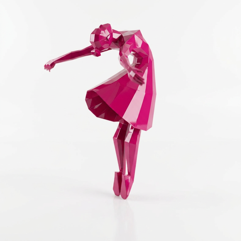 Petite Sculpture Libération - Femme Dansante Style Origami en Résine - Sculpture Origami