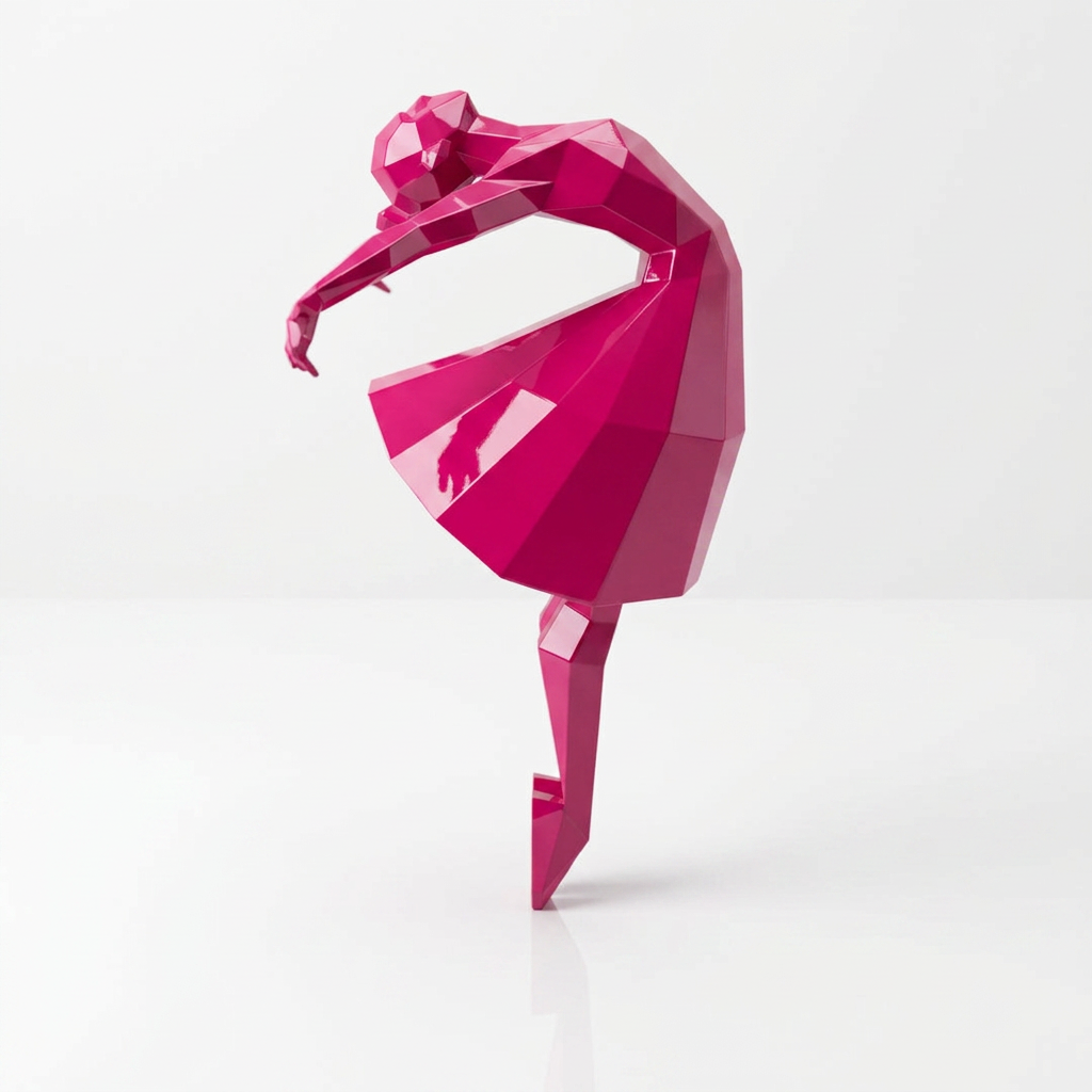 Petite Sculpture Libération - Femme Dansante Style Origami en Résine - Sculpture Origami