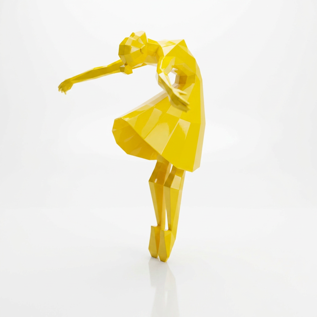Petite Sculpture Libération - Femme Dansante Style Origami en Résine - Sculpture Origami