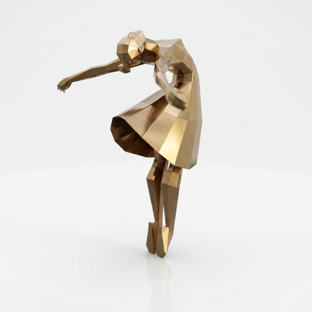Grande Sculpture Libération - Femme Dansante Style Origami - Sculpture Origami