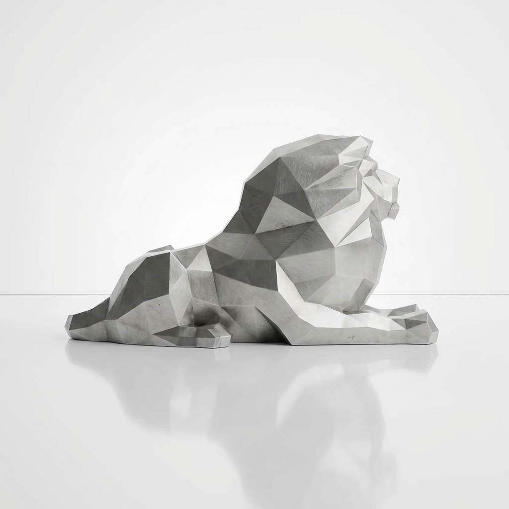 Grande Sculpture Lion Couché - Sculpture Origami