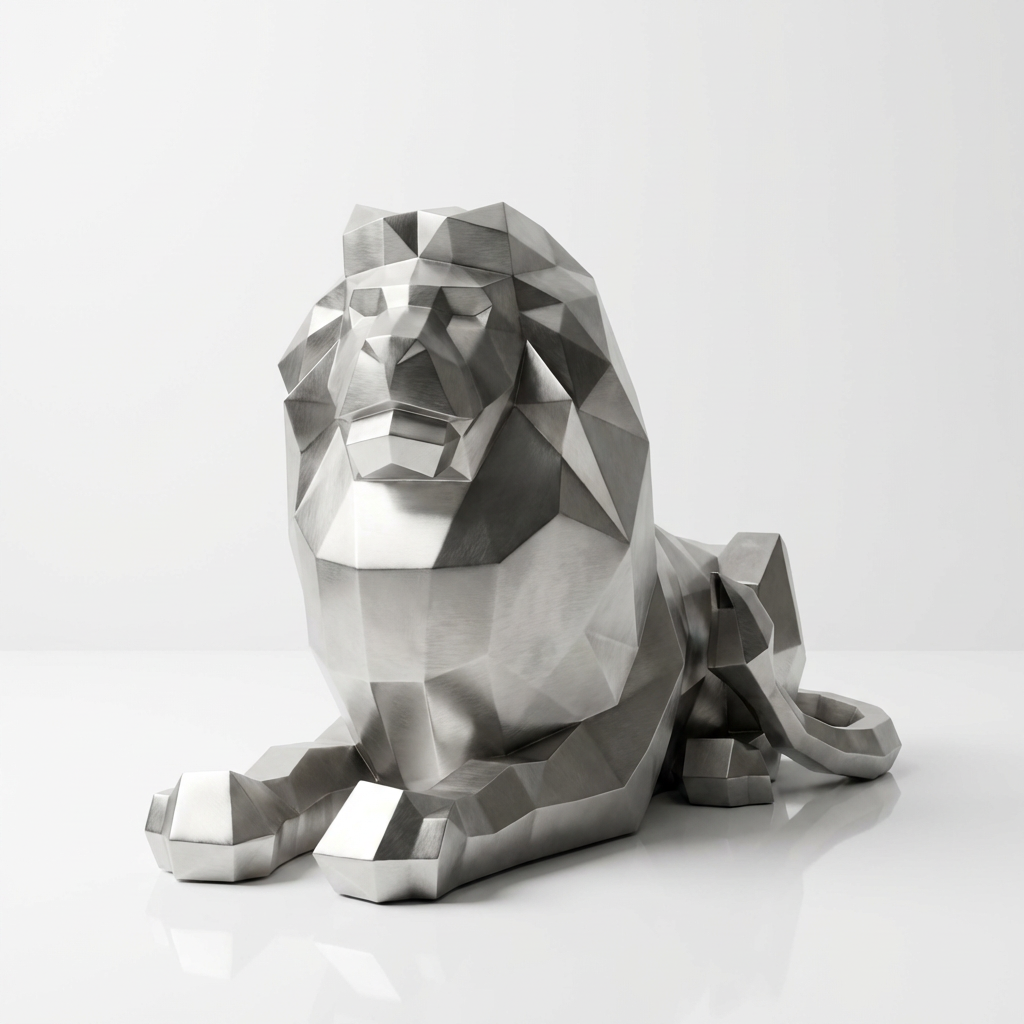 Grande Sculpture Lion Couché - Sculpture Origami