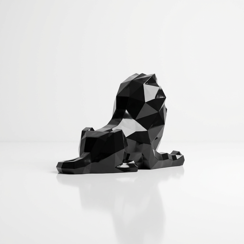 Grande Sculpture Lion Couché - Sculpture Origami