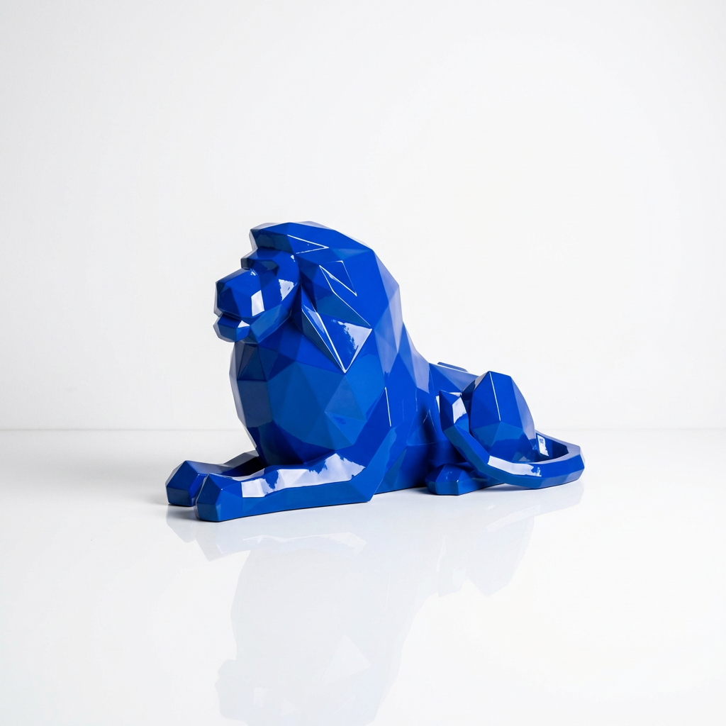 Grande Sculpture Lion Couché - Sculpture Origami