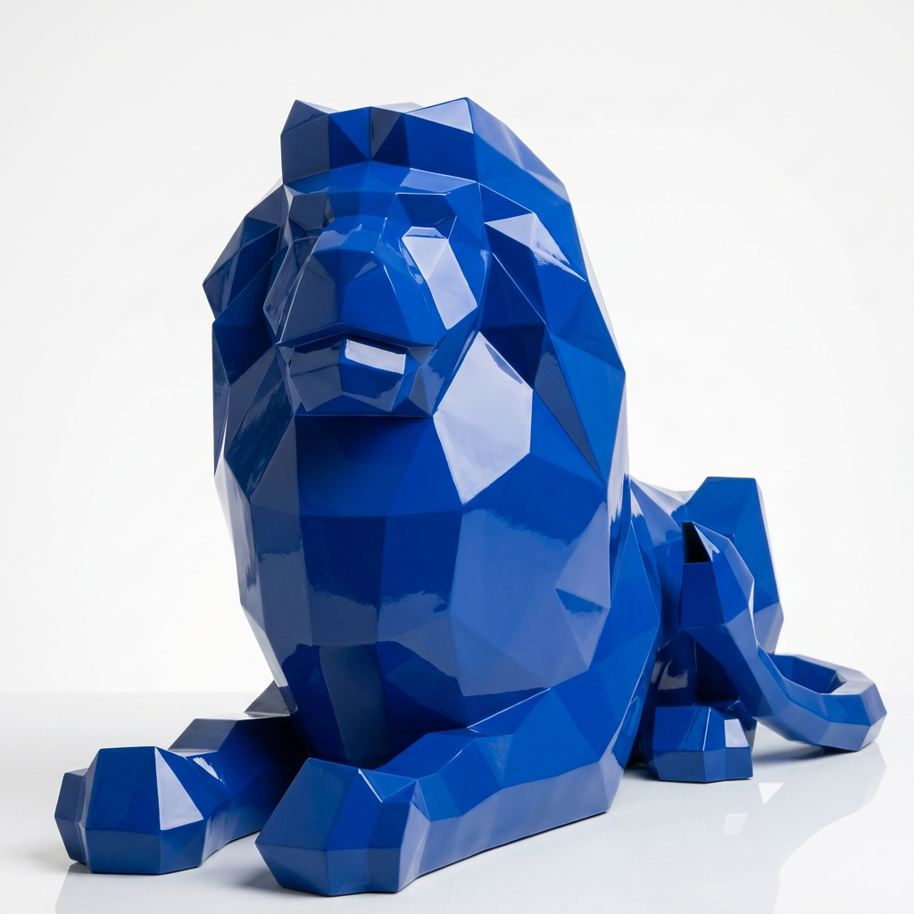 Grande Sculpture Lion Couché - Sculpture Origami