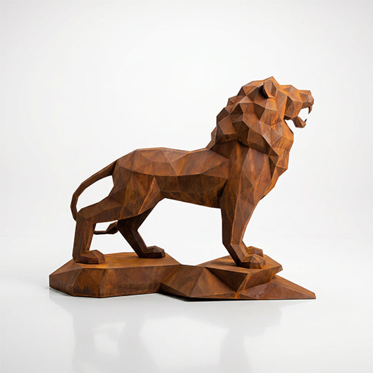 Sculpture Lion Majestueux Facettée - Sculpture Origami