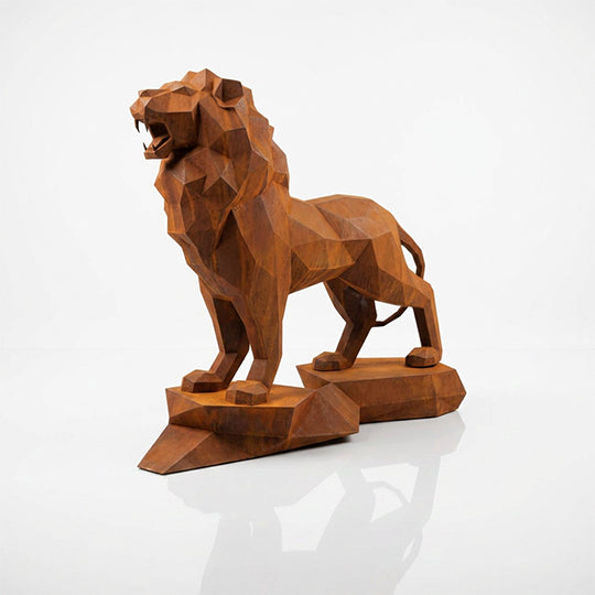 Sculpture Lion Majestueux Facettée - Sculpture Origami