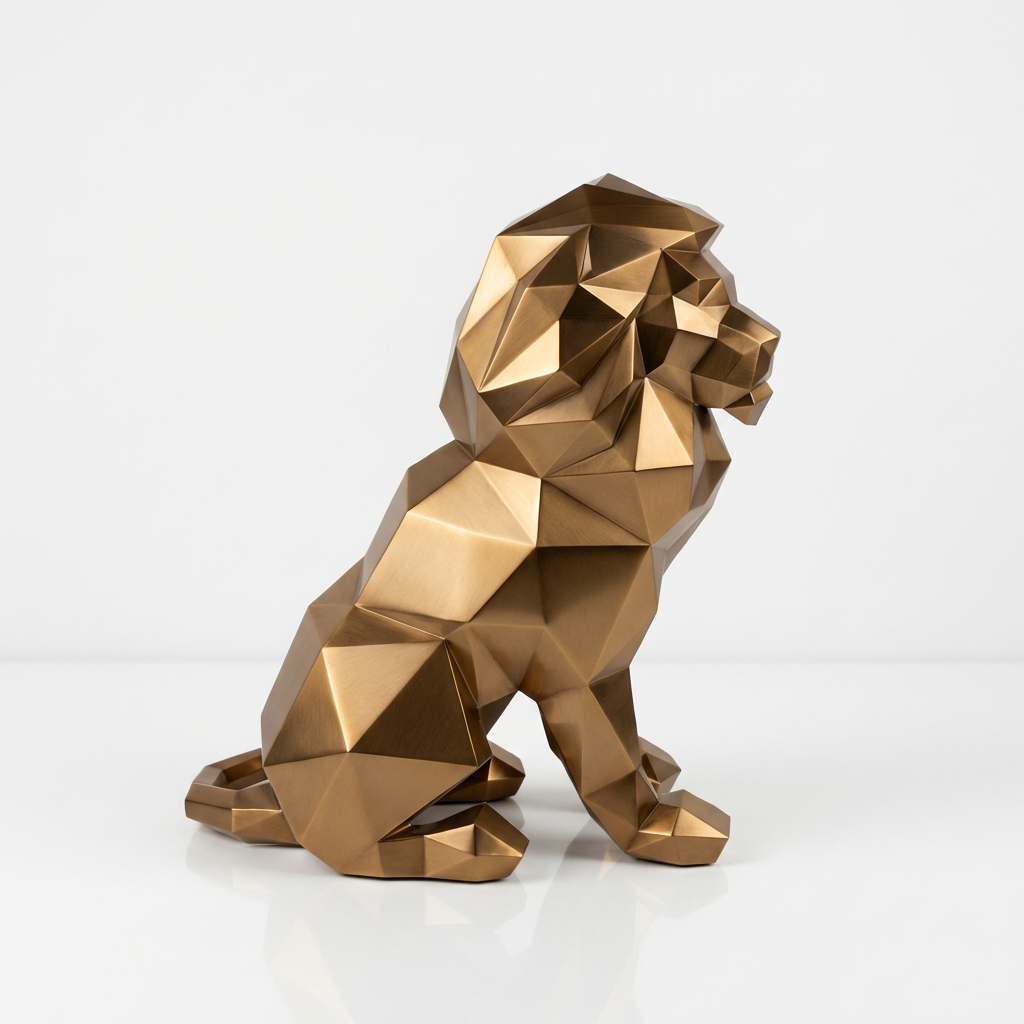 Grande Sculpture Lion Polygone - Sculpture Origami