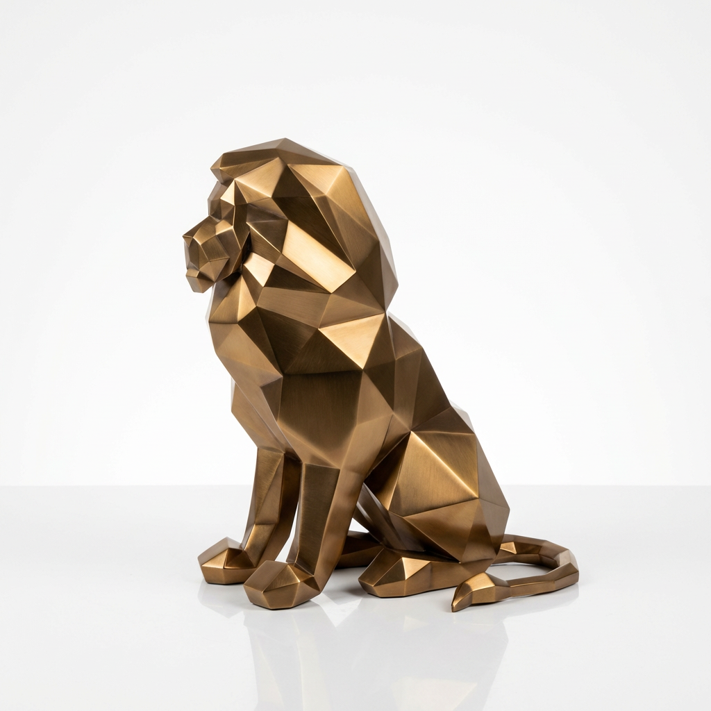 Grande Sculpture Lion Polygone - Sculpture Origami