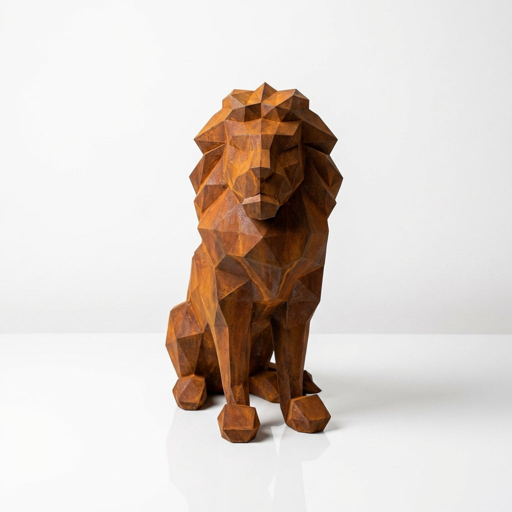 Grande Sculpture Lion Polygone - Sculpture Origami