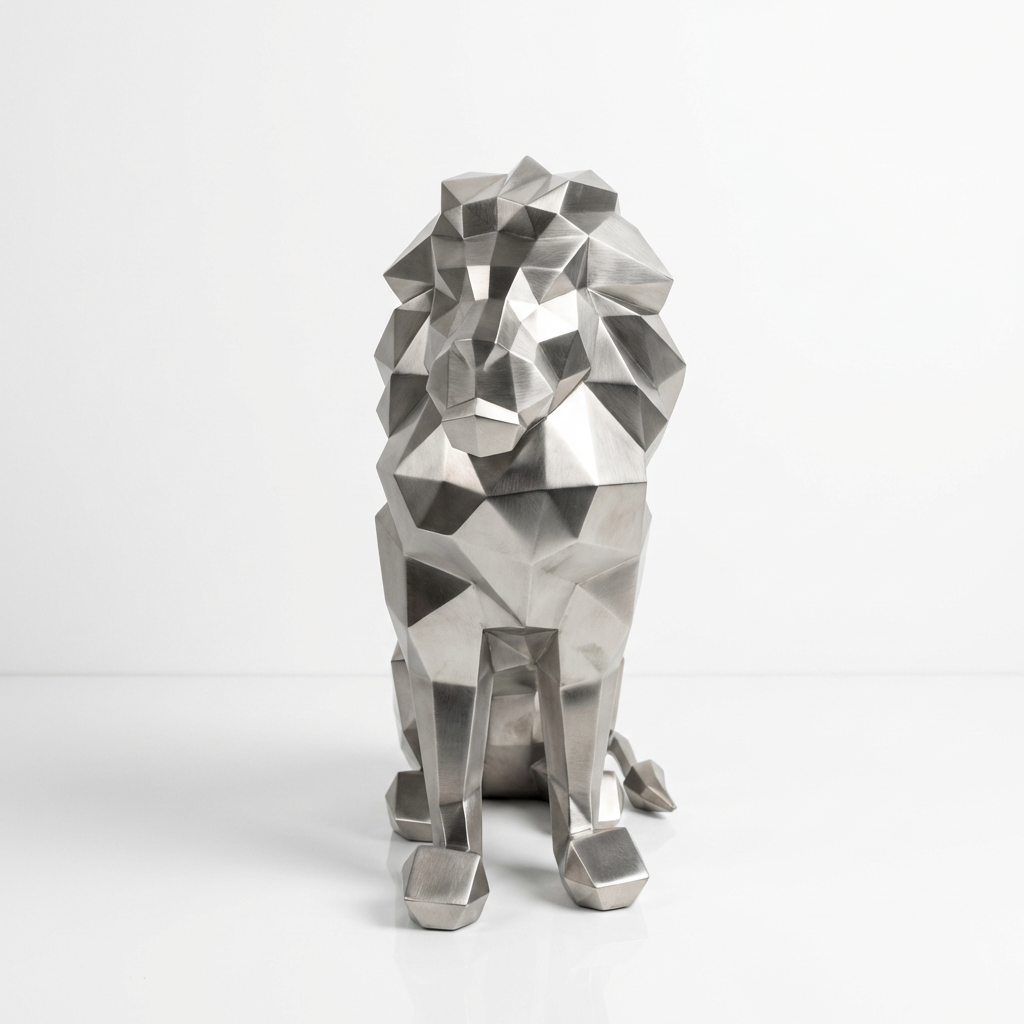 Grande Sculpture Lion Polygone - Sculpture Origami