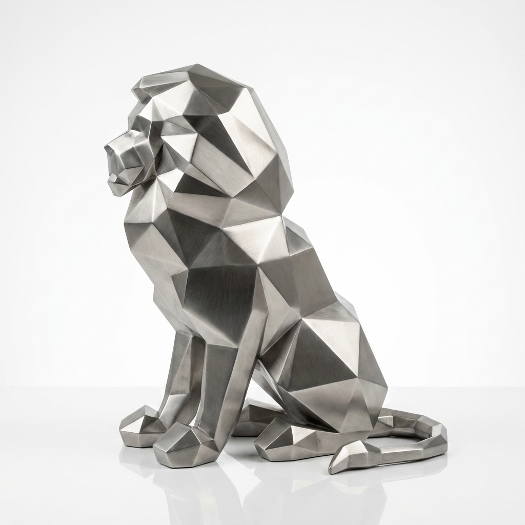 Grande Sculpture Lion Polygone - Sculpture Origami