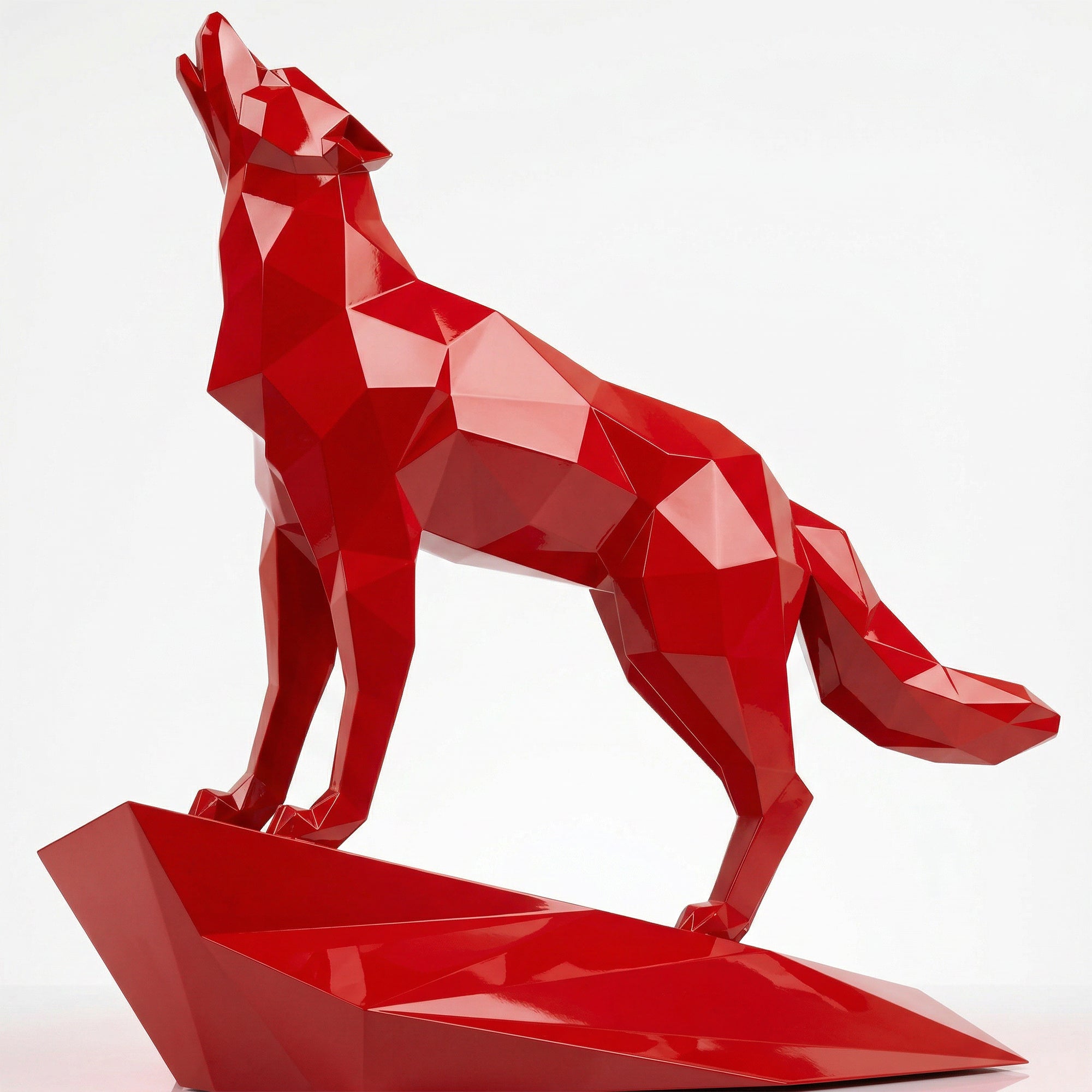 Grande Sculpture Loup Origami Facettée - Sculpture Origami