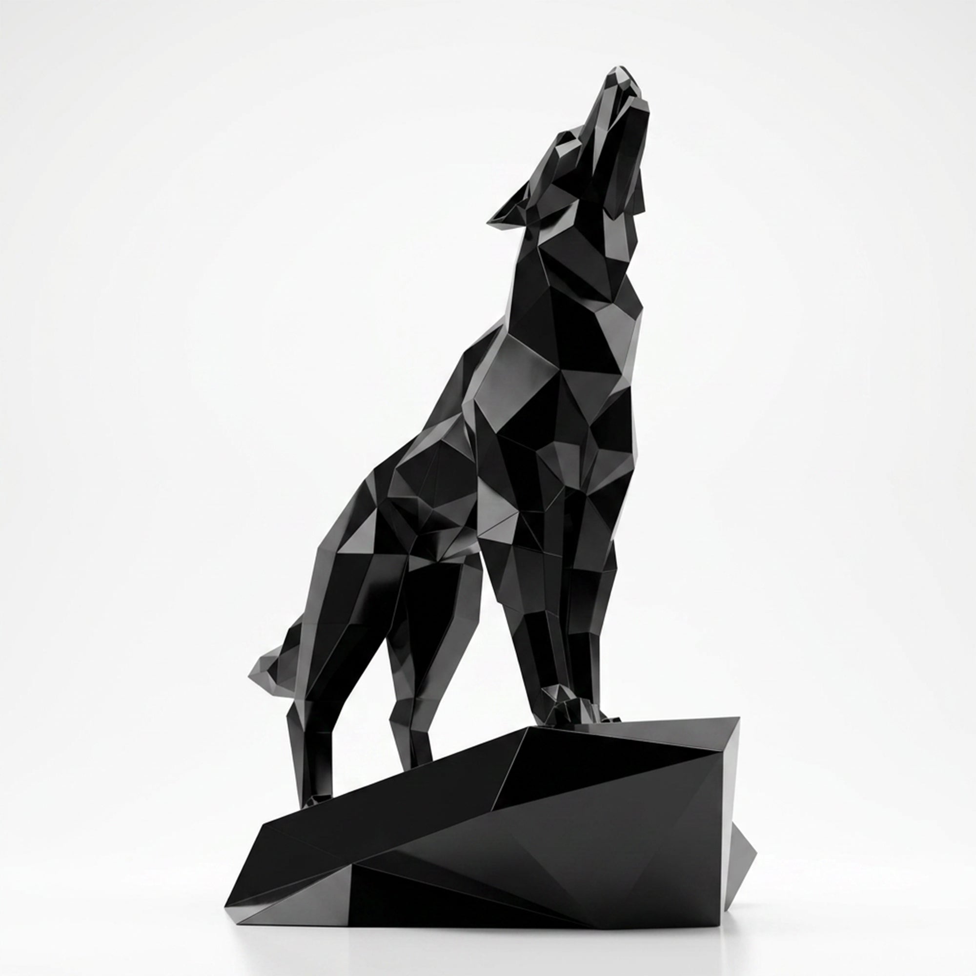 Grande Sculpture Loup Origami Facettée - Sculpture Origami