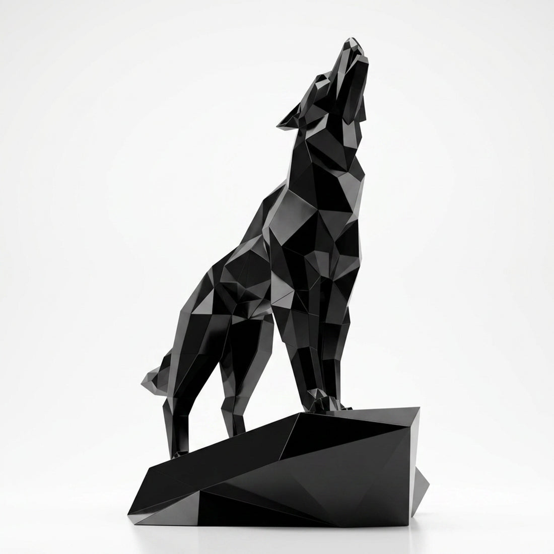 Grande Sculpture Loup Origami Facettée - Sculpture Origami
