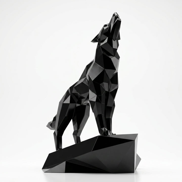 Grande Sculpture Loup Origami Facettée - Sculpture Origami