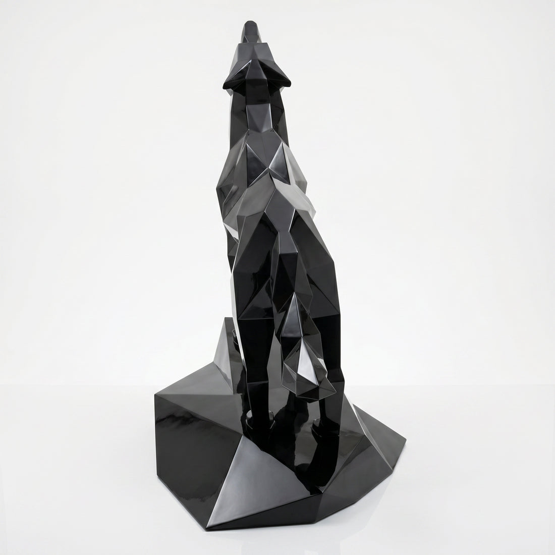 Grande Sculpture Loup Origami Facettée - Sculpture Origami